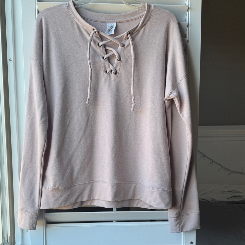 Lace-Up Blush Pink Women's Top